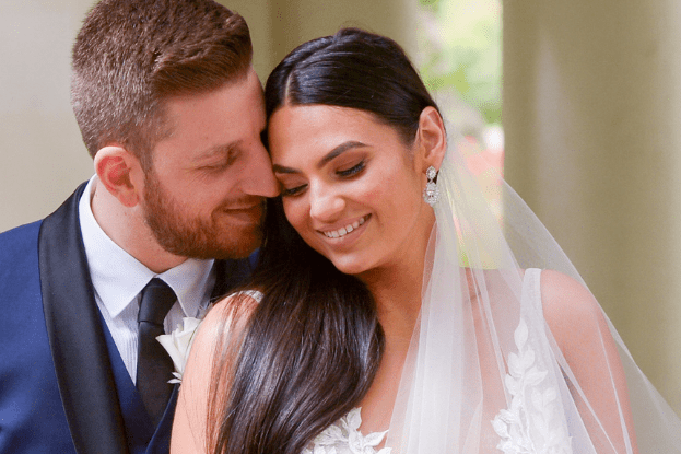 Close up photo of bride and groom before Melbourne wedding Close up photo of bride and groom before Melbourne wedding