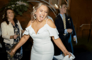Happy bride dancing at wollongong wedding