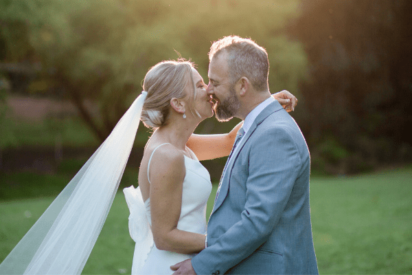Bride and groom kissing captured by wedding photographer in Perth, Australia Bride and groom kissing captured by wedding photographer in Perth, Australia