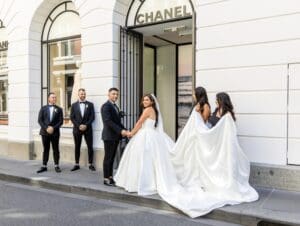 bride and groom posing for wedding photographer in Melbourne Victoria