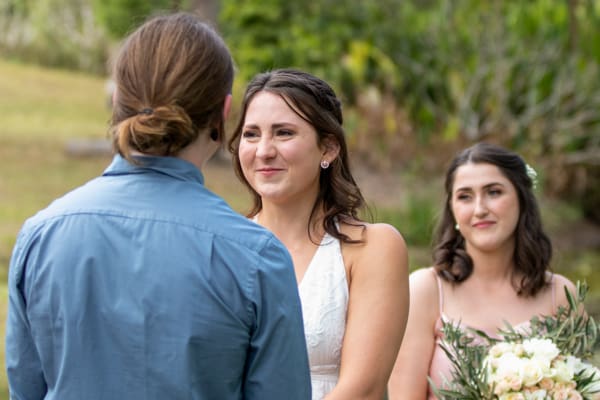 bride and groom at wedding ceremony in Sunsine coast